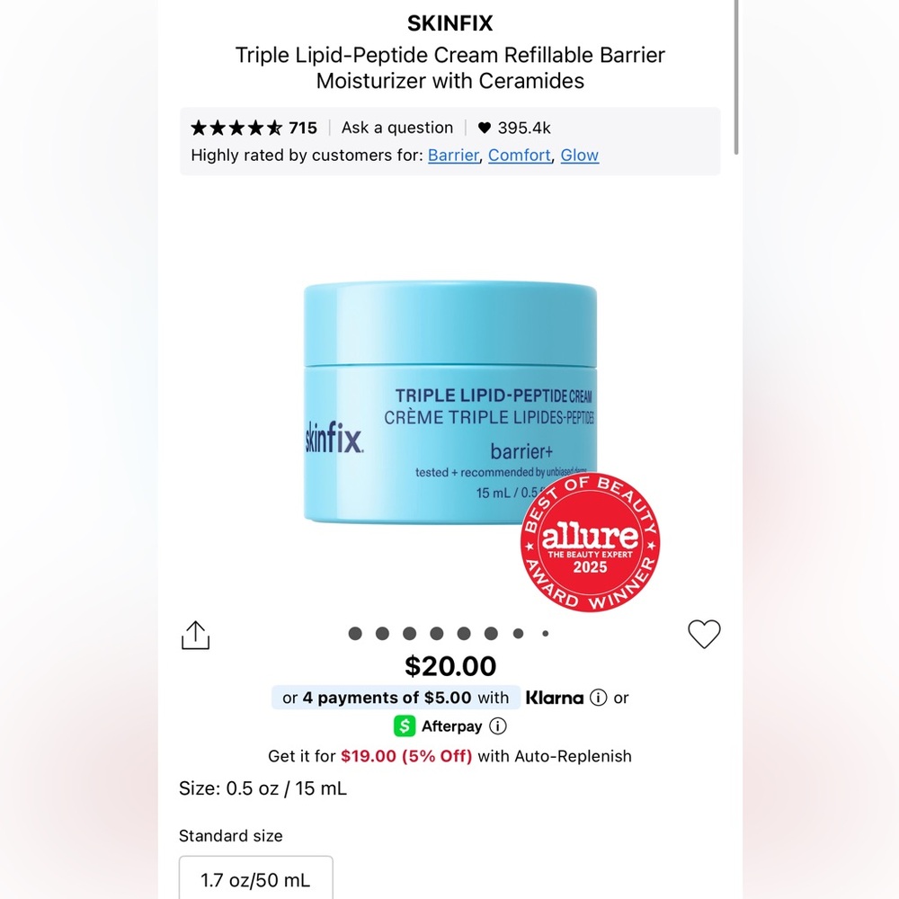 Skinfix Triple Lipid-Peptide Cream (NEW NO BOX) - Picture 2 of 2
